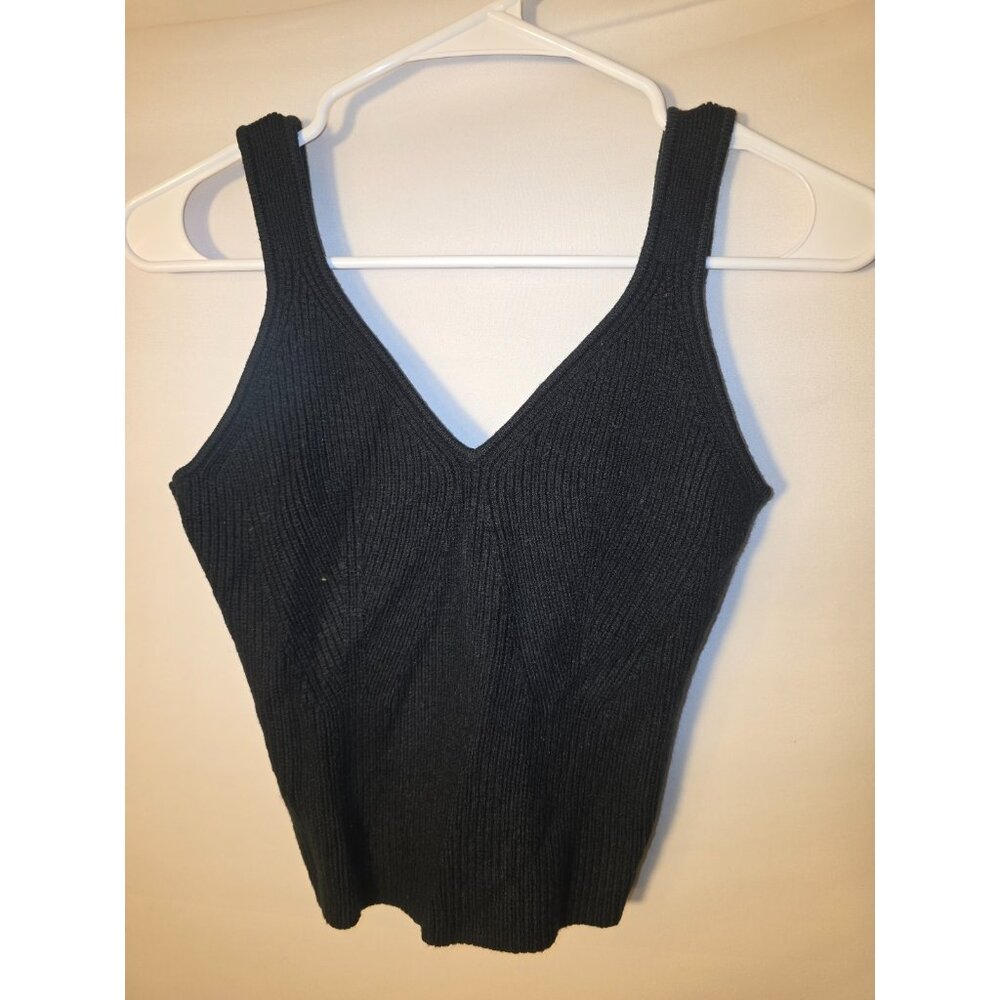 Women’s Goth Emo Witchy Concert Wear Crop  Sleeveless Sweater Black Top V-neck M